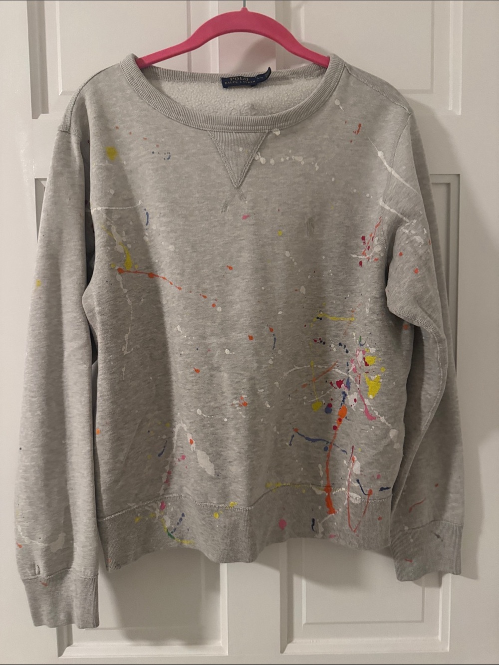 Polo by Ralph Lauren Gray Crewneck Sweatshirt with Multicolor Paint-Splatter